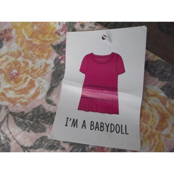 Bobbie Brooks Babydoll Top Womens Size Small Peach Pink Gold Floral knit tiered - Picture 4 of 12